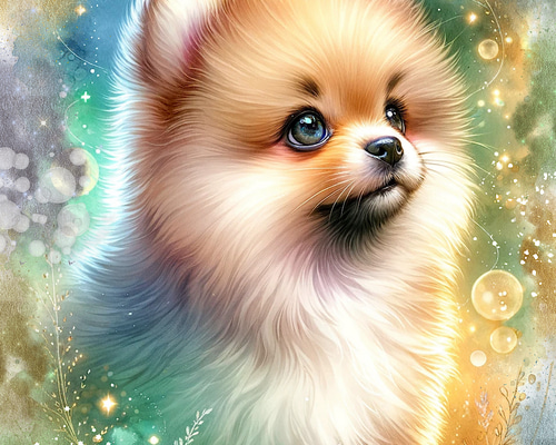 オリジナル 生地 ブロックデザイン パネル生地 犬 犬柄 ポメラニアン