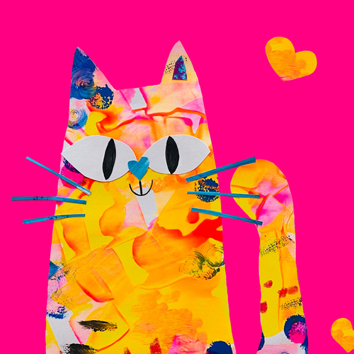 カラフル猫 A4 ポスター 送料無料 壁飾り 絵画 インテリア 絵画