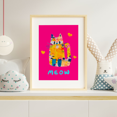 カラフル猫 A4 ポスター 送料無料 壁飾り 絵画 インテリア 絵画