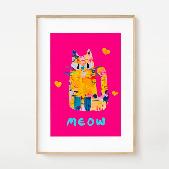 カラフル猫 A4 ポスター 送料無料 壁飾り 絵画 インテリア 絵画