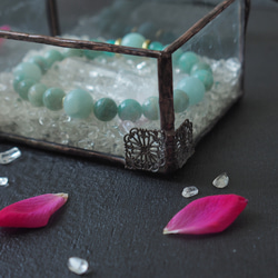 ヒマラヤ産水晶付き浄化セット✨蓋付きなので、ホコリが入りません<菱形アンティーク金具付> 3枚目の画像