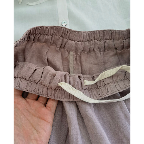 ハンドメイド ワイドパンツ リネン 100％ M～ Lサイズ MB mint breeze リネンライク ストレッチ ワイドパンツ 大きい