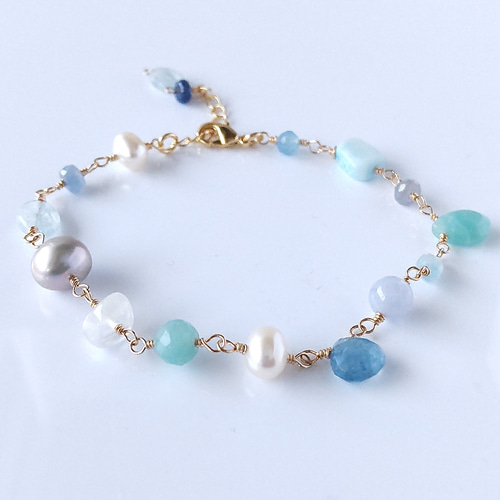 さわやかブルー k14gf 青い天然石ブレスレット ブレスレット rainbow 