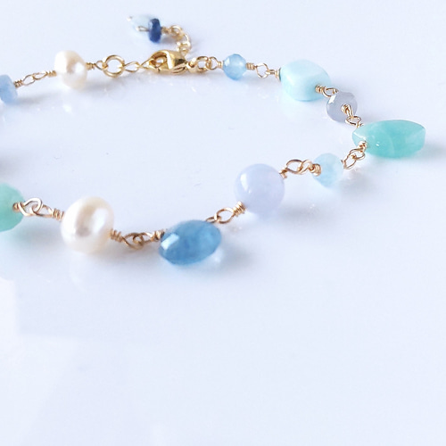 さわやかブルー k14gf 青い天然石ブレスレット ブレスレット rainbow