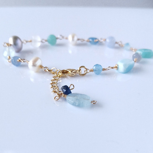 さわやかブルー k14gf 青い天然石ブレスレット ブレスレット rainbow