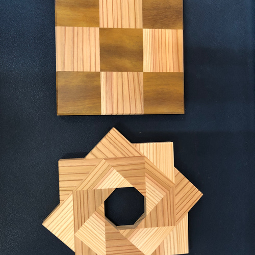 寄木細工のコースター（大）☆なごみますよ〜 その他キッチン小物