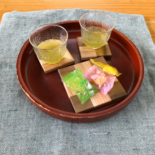 寄木細工のコースター（大）☆なごみますよ〜 その他キッチン小物
