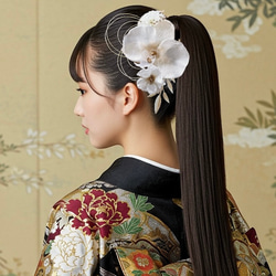 白黒金髪飾り、和装髪飾り、成人式、前撮り、結婚式、お色直し、打掛け、振袖 紅白(オフホワイト)金髪飾り、和装髪飾り、成人式、振袖髪飾り