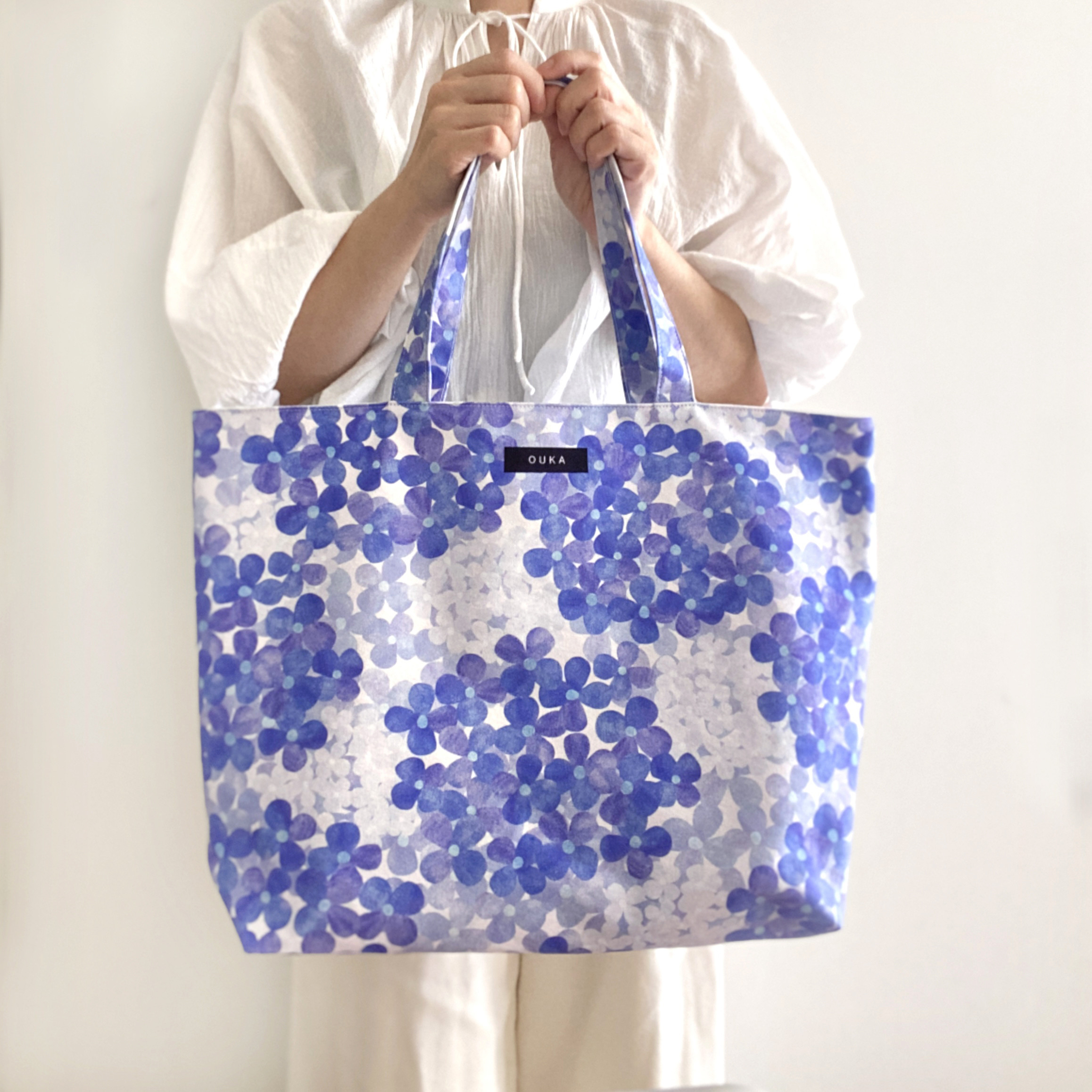 『紫陽花柄』帆布ビッグトートバッグ