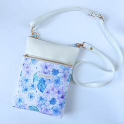 【特集掲載】紫陽花2025 紫陽花 サコッシュ レザー ショルダーバッグ スマホポシェット 長財布 大人可愛い 旅行 2枚目の画像