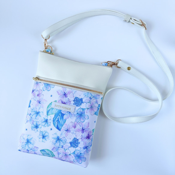 【特集掲載】紫陽花2025 紫陽花 サコッシュ レザー ショルダーバッグ スマホポシェット 長財布 大人可愛い 旅行 2枚目の画像