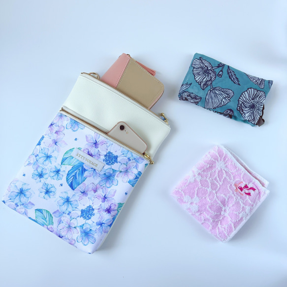 【特集掲載】紫陽花2025 紫陽花 サコッシュ レザー ショルダーバッグ スマホポシェット 長財布 大人可愛い 旅行 8枚目の画像