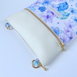 【特集掲載】紫陽花2025 紫陽花 サコッシュ レザー ショルダーバッグ スマホポシェット 長財布 大人可愛い 旅行 4枚目の画像
