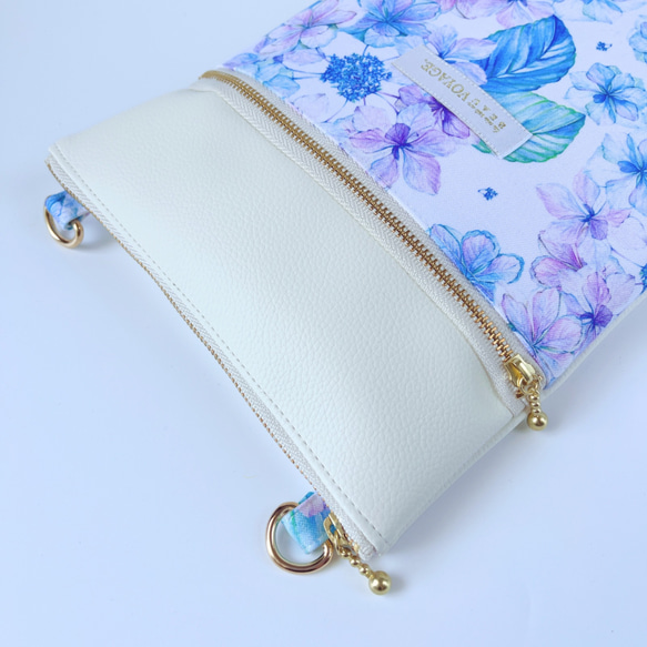 【特集掲載】紫陽花2025 紫陽花 サコッシュ レザー ショルダーバッグ スマホポシェット 長財布 大人可愛い 旅行 4枚目の画像