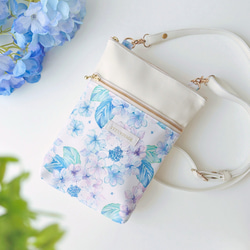 季節をまとう紫陽花 サコッシュ 夏の誕生花2026 レザー ショルダー
