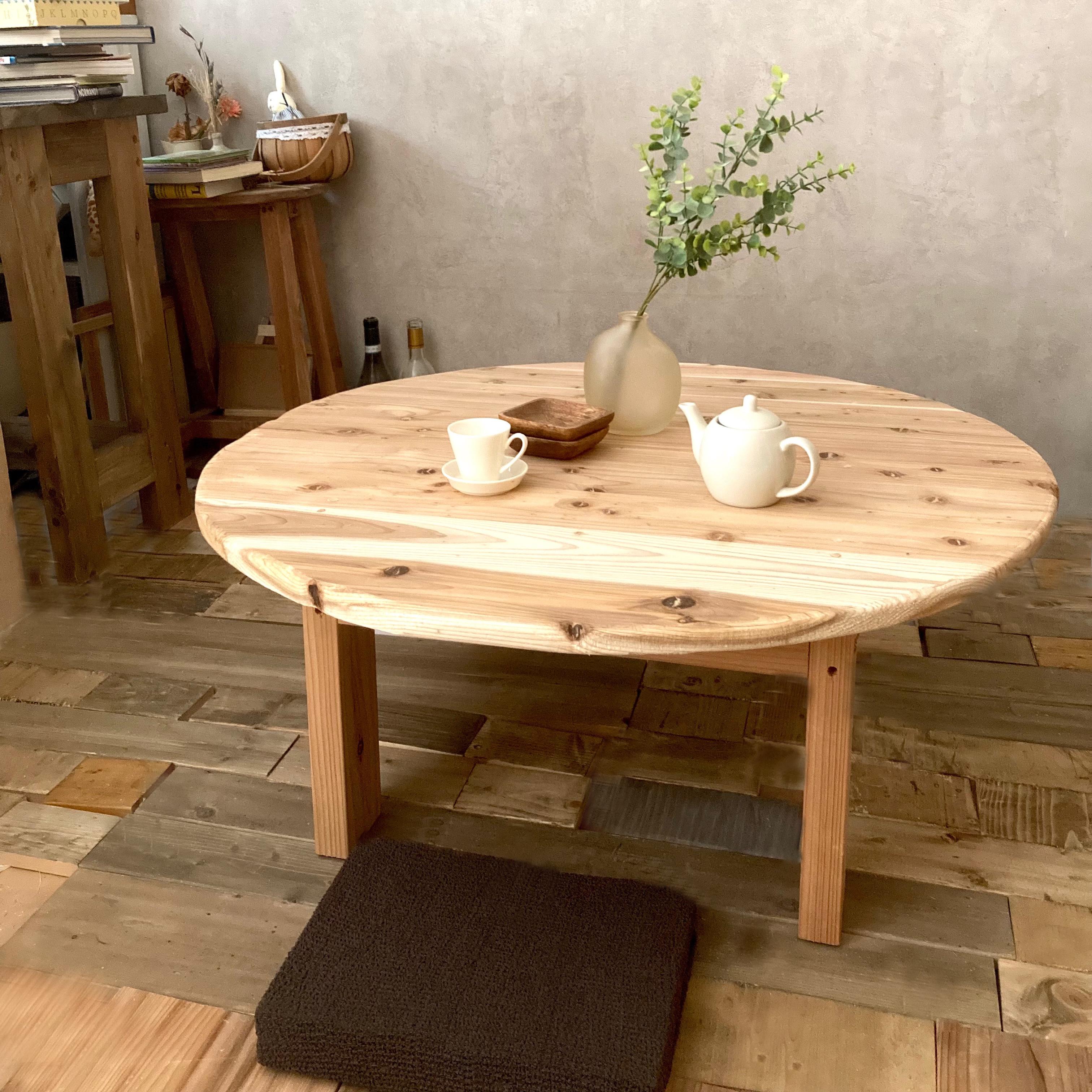 古家具 14日(月)まで アンティーク 杉材のスクエアローテーブル　古道具