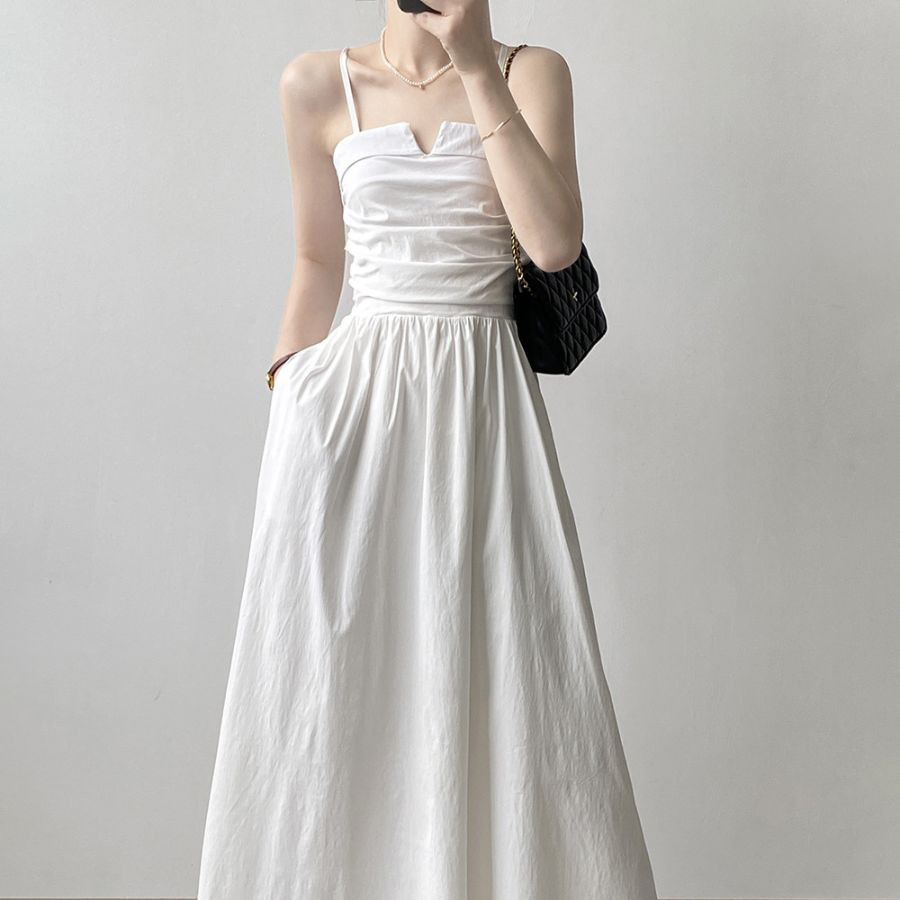 サスペンダーキャミワンピース ワンピース 夏 サスペンダー ロング レディース キャミ