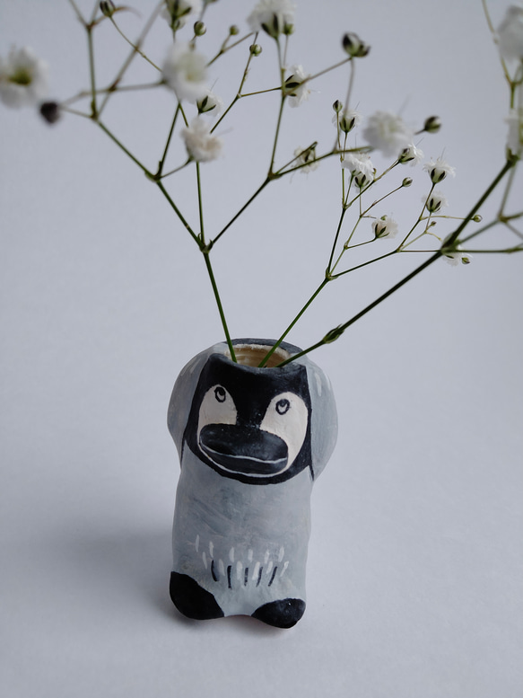 たかいたかい　一輪挿し　ペン立て　歯ブラシ置き　ペンギン　アニマル　アート　絵本　うちゅういちのたかいたかい 1枚目の画像