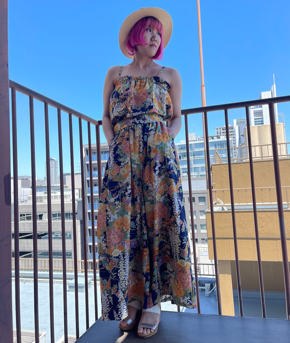 着物リメイク】セットアップ キャミソールブラウスとワイドパンツ 正絹