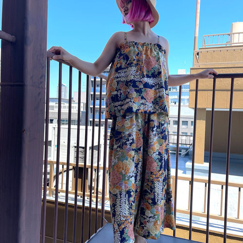 着物リメイク】セットアップ キャミソールブラウスとワイドパンツ 正絹