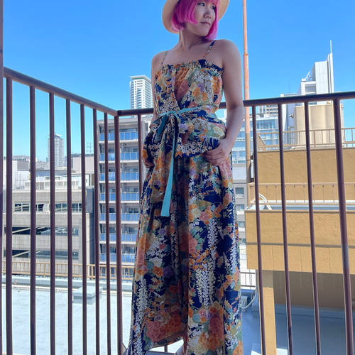 着物リメイク】セットアップ キャミソールブラウスとワイドパンツ 正絹