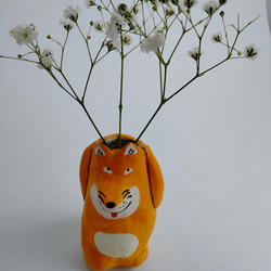 たかいたかい一輪挿し　ペン立て　歯ブラシ置き　きつね　アート　絵本　うちゅういちのたかいたかい 1枚目の画像