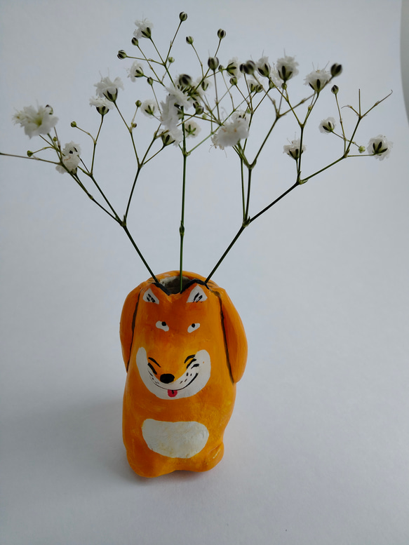 たかいたかい一輪挿し　ペン立て　歯ブラシ置き　きつね　アート　絵本　うちゅういちのたかいたかい 1枚目の画像