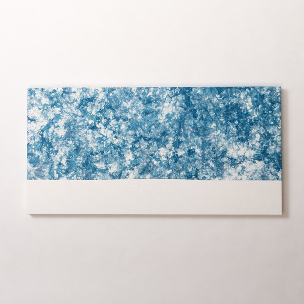 ふるさとの青空』藍染めアートパネル(20cm×20cm)