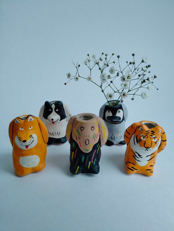 たかいたかい一輪挿し　ペン立て　歯ブラシ置き　トラ　アート　絵本　うちゅういちのたかいたかい 6枚目の画像