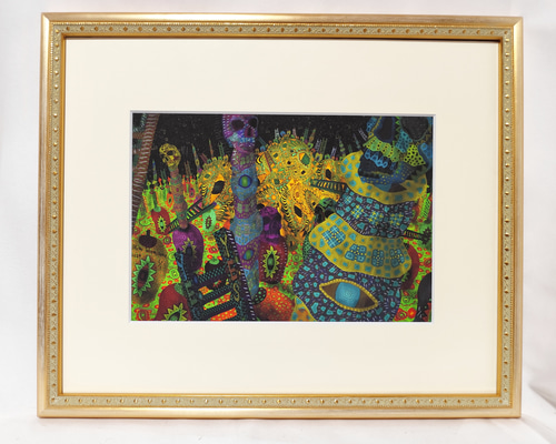 生と死と孤独な民衆 高見沢耳のジクレー版画作品 一点物の版画作品です