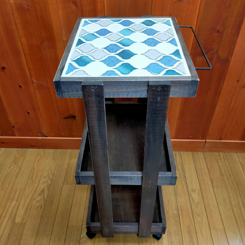 ランタンタイルのキッチンワゴン【handmade】「レイク」 棚