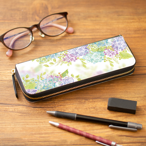 メガネケース 眼鏡ケース ペンケース ポーチ 】紫陽花【花柄】 メガネ  