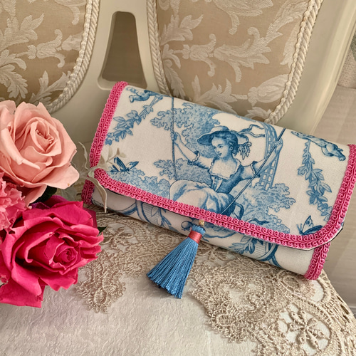 現品限り】フランス産トワルドジュイ ブランコに乗る少女の長財布 長  