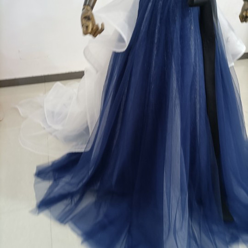 高品質！ カラードレス 紺/ネイビー キラキラチュール ベアトップ 豪華  
