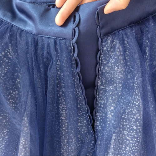 高品質！ カラードレス 紺/ネイビー キラキラチュール ベアトップ 豪華  