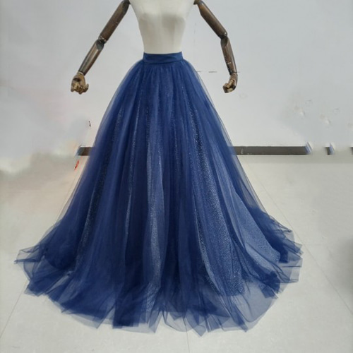 高品質！ カラードレス 紺/ネイビー キラキラチュール ベアトップ 豪華  