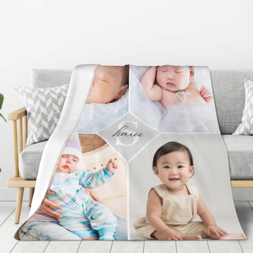 ふわふわ｜名入れブランケット オーダーメイド毛布｜四枚写真で作る