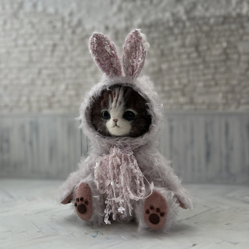 kamo 作家 羊毛フェルト テディベア ハンドメンド ぬいぐるみ うさぎ うさぎ sakura 人気作家 フェルト テディベア ハンドメンド ぬいぐるみ