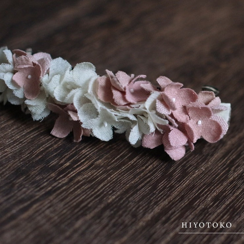 草木染め布花アクセサリー「アジサイの花びらのバレッタ」 バレッタ H