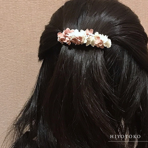 草木染め布花アクセサリー「アジサイの花びらのバレッタ」 バレッタ H