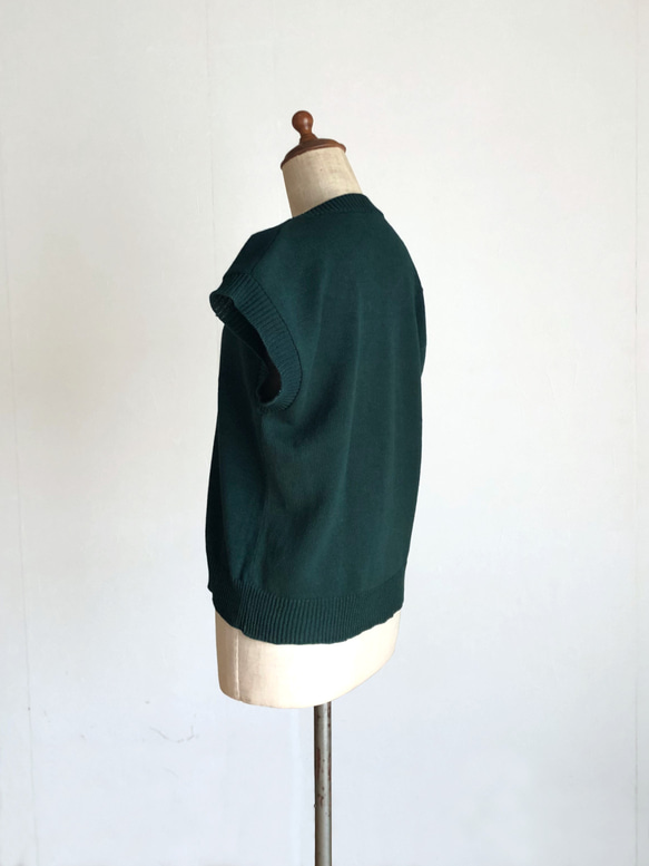 ダークグリーンのコットンプル/ベスト　春夏用　綿100％ 6枚目の画像