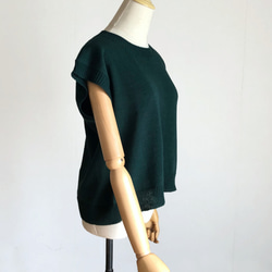 ダークグリーンのコットンプル/ベスト　春夏用　綿100％ 3枚目の画像