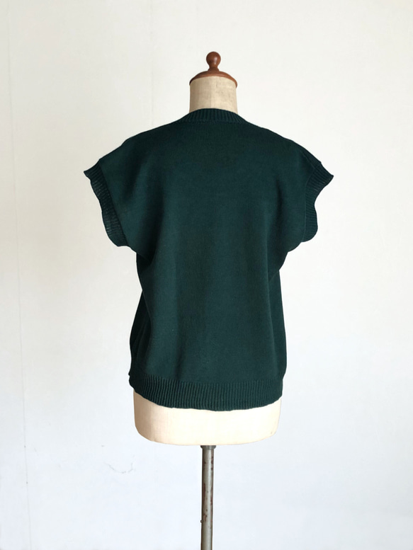 ダークグリーンのコットンプル/ベスト　春夏用　綿100％ 5枚目の画像