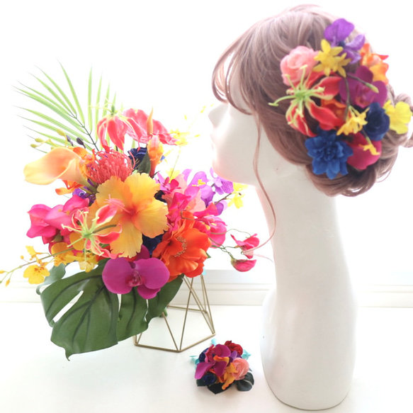 花　アートフラワーブーケ　アートフラワー　花　立体　ハイビスカス　ウリズン 花 アートフラワーブーケ アートフラワー 花 立体 ハイビスカス ウリズン