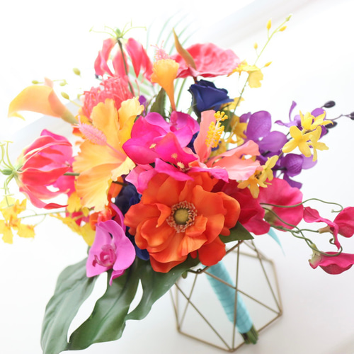 ウェディングブーケ カラフル ハイビスカス ハワイ 沖縄 結婚式