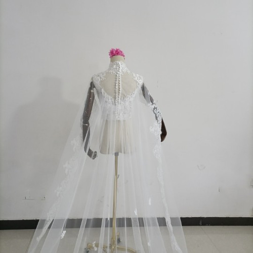 ハイネックボレロ　ブラウス　上品透けレース刺繍 くるみボタン 長袖　ウェディング 510b6fBYwPL._UY1000_.jpg