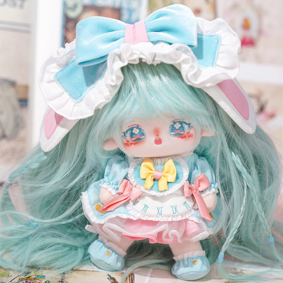 20cmぬいぐるみ 着せ替えぬいぐるみ にじこ 青髪虹柄青目