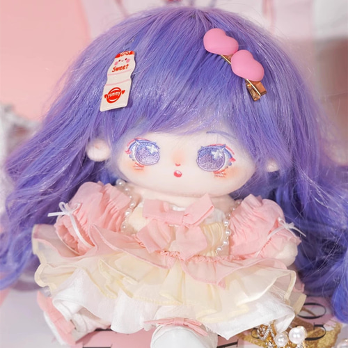 20cmぬいぐるみ 着せ替えぬいぐるみ かおる 紫髪花柄紫目