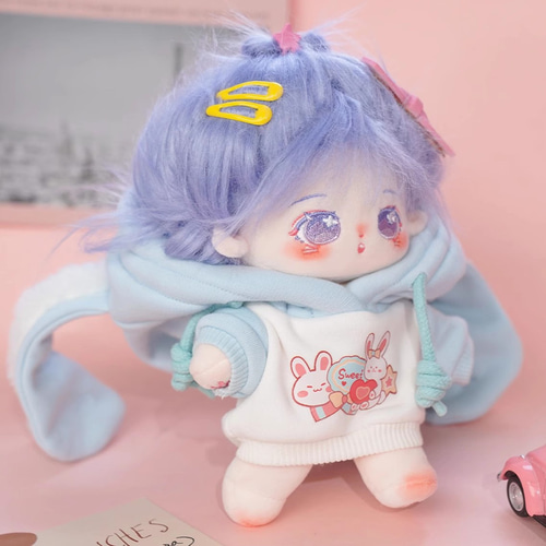 20cmぬいぐるみ 着せ替えぬいぐるみ かおる 紫髪花柄紫目