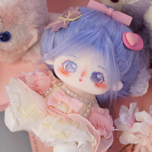 ぬいぐるみ　着せ替え　20cm  オリジナル　三つ編み　紫　男の子 20cm 無属性 ぬいぐるみ 着せ替えぬいぐるみ 紫米米 紫の髪と紫